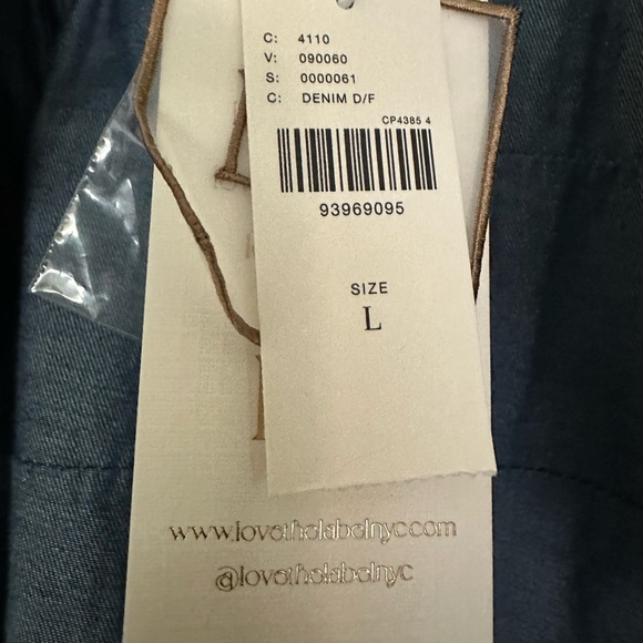 Denim Patchwork blouse with ruffle detail, poet puff-sleeves and high-neck. - Picture 5 of 7